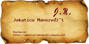 Jakatics Manszvét névjegykártya